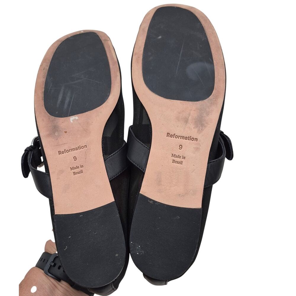 Reformation Bethany Black Mesh Mary Jane Flat Buckle Strap Ballet size 9 - Picture 6 of 7